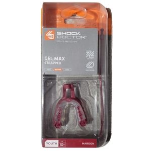 Shock Doctor Gel Max Strapped Youth Mouthguard Red Maroon Football #1 Size 10-